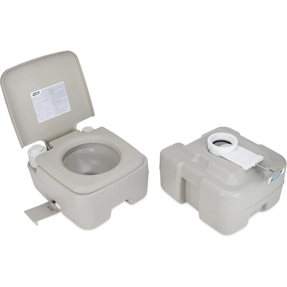 WC portatile da 5,3 galloni con serbatoio staccabile, valvola scorrevole di tenuta e scarico a soffietto per un facile trasporto