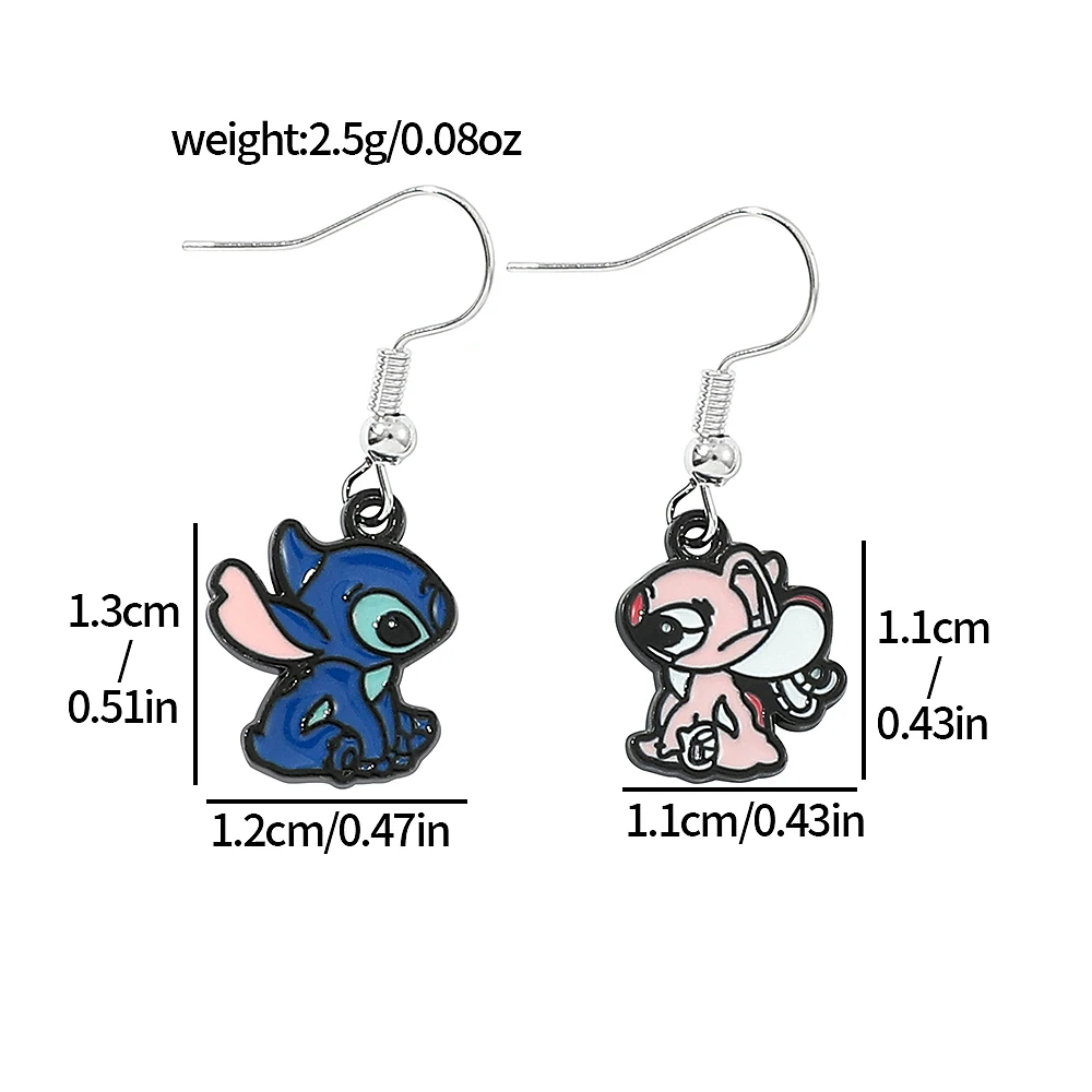 

1pair Disney Cartoon Cute Stitch Angel Couple Earrings Anime Stitch Pendant Earrings Kawaii Cartoon Figure Pendant Accessories