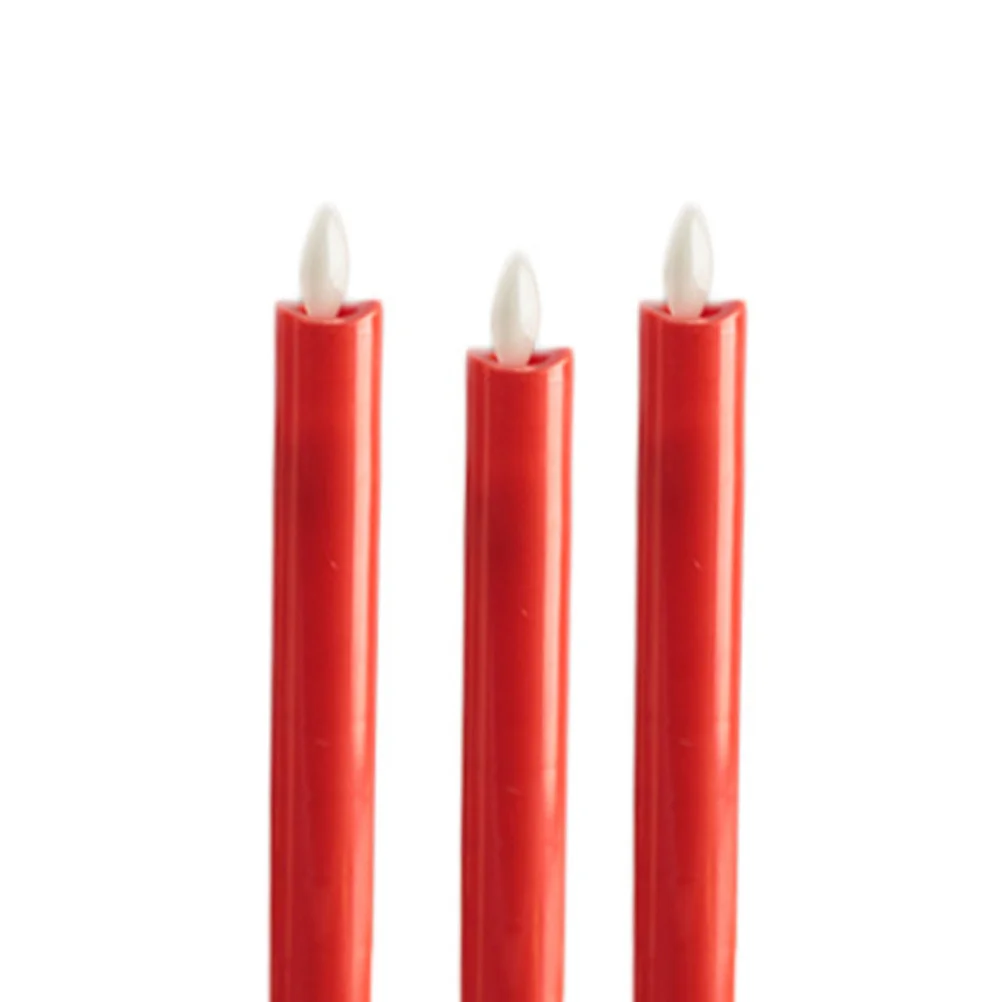 1Pair Electronic Light LED Long Rod Swing Simulation Lamp Silver Base Red Pattern Energy Saving Outdoor Decor