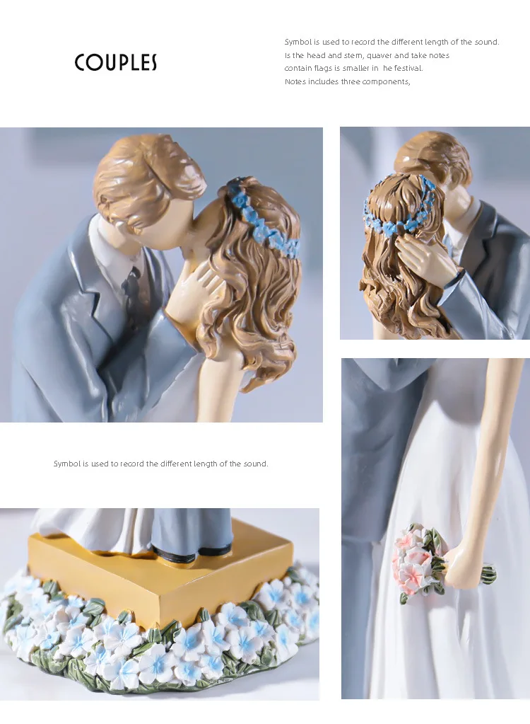 New American Style Couple Figurines Resin Miniatures Crafts Wedding Valentine's Day Party Cake Toppers Home Interior Ornament