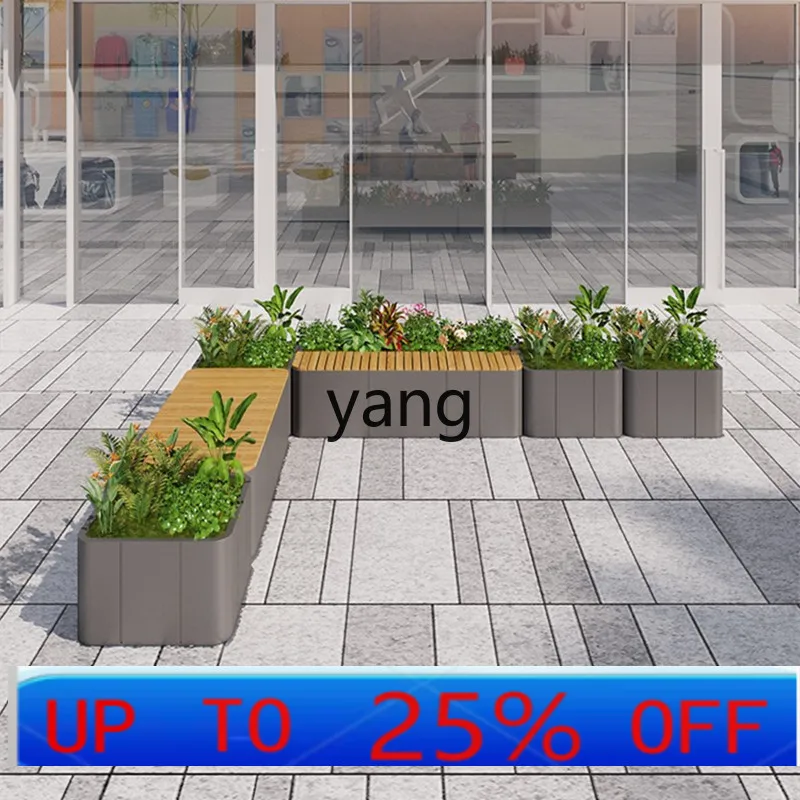 LH Outdoor Stainless Steel Seat Bench Card Seat Flower Box Combination Commercial Street Rest Bench