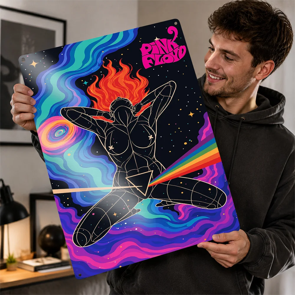 Pink Floyd Cosmic Psychedelic Graphic Textured Poster Customized Metal Tin Sign Bold Band Culture Wall Art Ideal For Home Bars