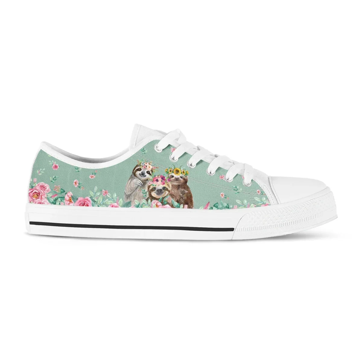 Vrouwen Canvas Schoenen Roze Luiaard Bloemenmode Herfst Zomer Sneakers Casual Sneakers Lage Top Vrouwelijke Studenten Flats