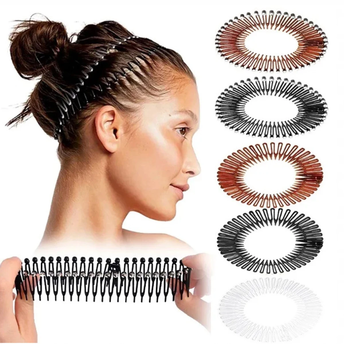 Women Invisible Broken Hair Hairpin Adult Tiara Tools Roll Curve Needle Bangs Fixed Insert Comb Professional Styling Accessories