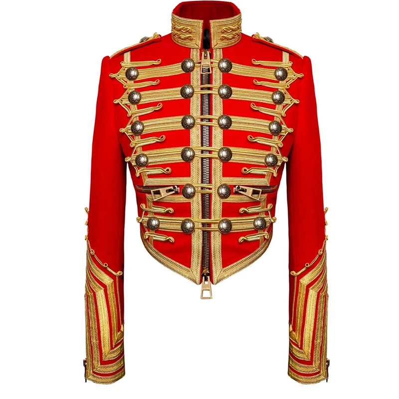 

Custom Made Historical Gothic Military Hussar Jacet Adult Mens 20th Century Romantic Red Miltary Coat Steam Punk Motorcycle Top