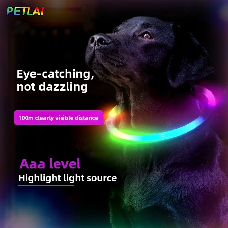 

Dogs cats LED light-up pet collar dazzling colorful cool conspicuous Anti-get-lost fashionable rechargeable suitable night walk