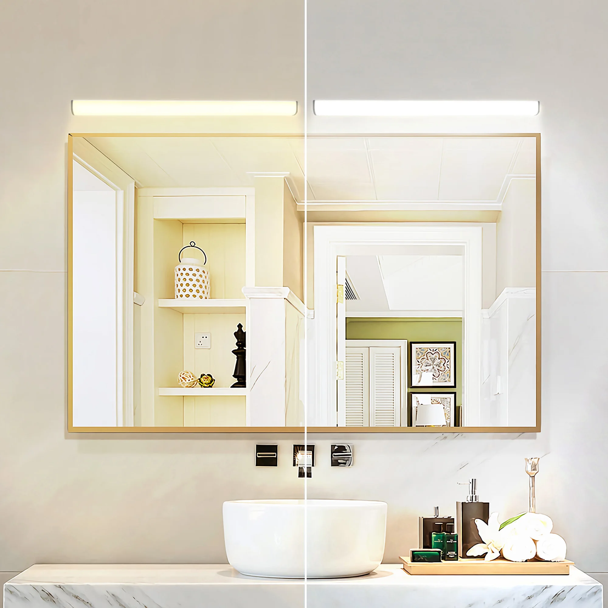 Lampu LED cermin rias Plug in Light lampu kamar mandi Vanity, 3 warna pencahayaan Dimmable untuk Vanity, kamar mandi, Kamar tidur, ruang baca