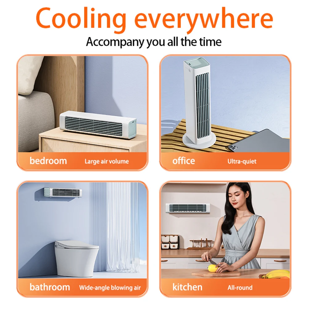 Leafless Air Conditioner Fan Remote Control Bladeless Air Cooler Fan LED Desktop Standing Fan for Bedroom Living Rooom Bathroom