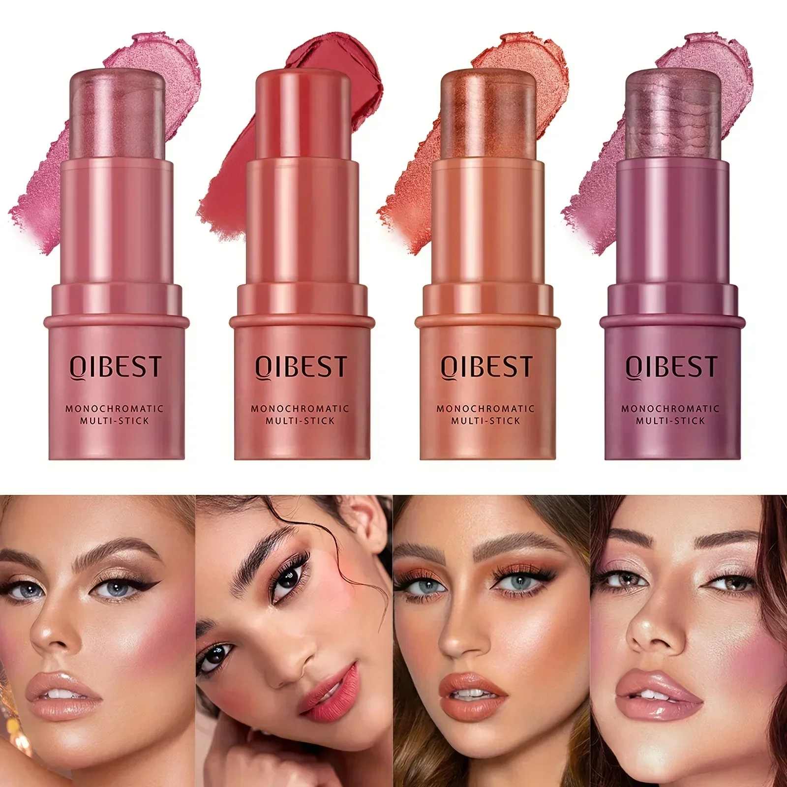 1PC High Light, Lidschatten, Lippenstift, drei in einem multifunktionalen Gesichts-Make-up, wasserdicht und langlebig