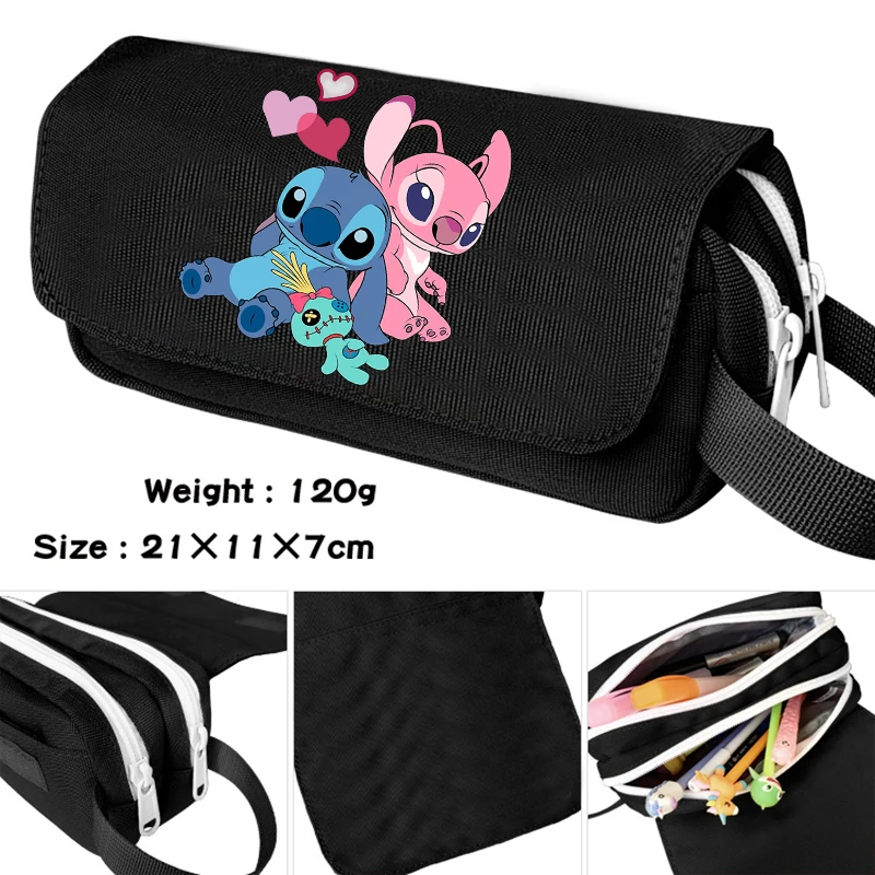 Disney Lilo Stitch Pencil Case Bag Large Capacity Pen Case Supplies Stationery Kawaii School Pencils Cartoon Cosmetic Bags