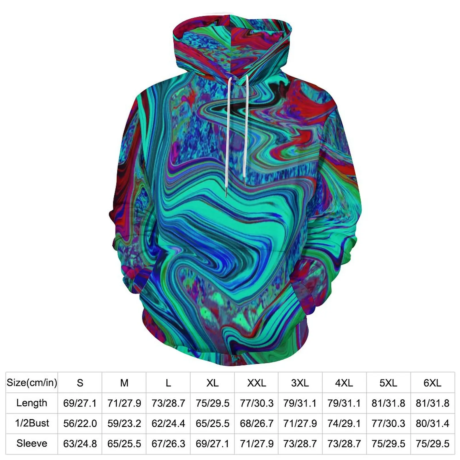 Retro 60s Ar Loose Hoodies Groovy Abstract Print Casual Hoodie Men Long Sleeve Harajuku Graphic Hooded Sweatshirts Plus Size 6XL