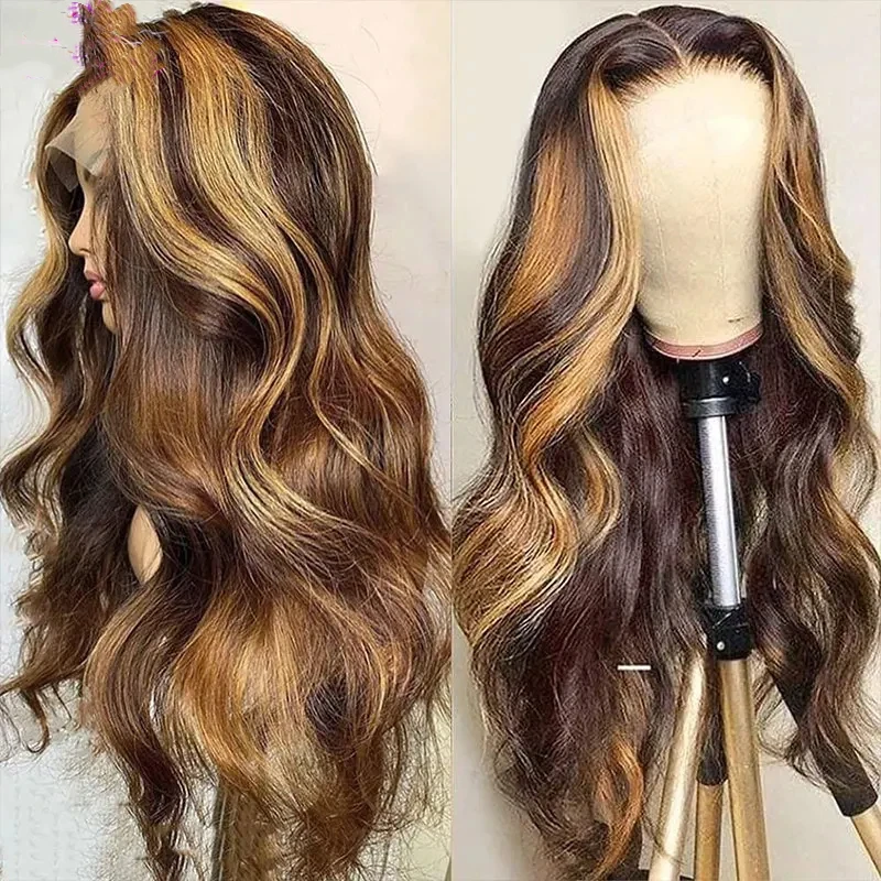 New Wave Wig Human Hair Lace Front Wigs 4/27 Honey Blonde Body Wavy Lace Human Hair Wig For Women Brazilian Remy Wig