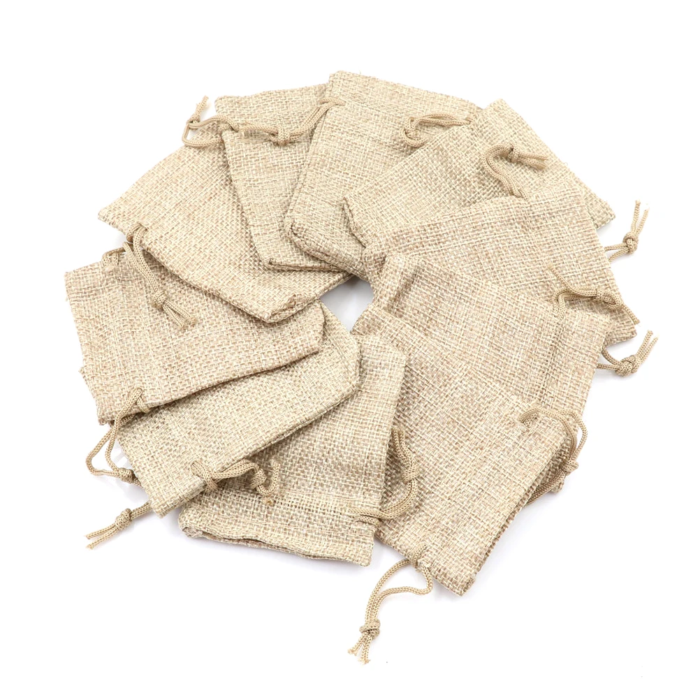 10pcs/lot 7x9cm Drawstring Bag Fashion Small Burlap Jute Sack Linen Pouch Bag Wedding Supplies