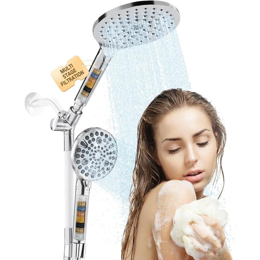 

Filtered Rainfall Shower Head with Handheld Spray Combo, Dual Shower Head Combo High Pressure, Double Sprayer Filter Shower Head