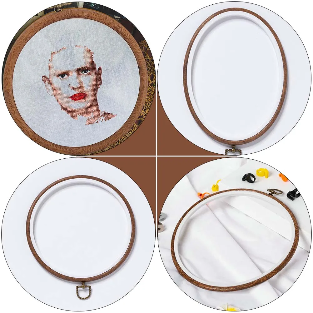 

6Pcs Embroidery Hoops Imitation Wood Craft Accessories Easy to Use Long Lasting Decorative DIY Tools for Festival Home Decor