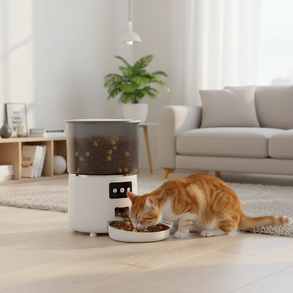 ABS 4L large-capacity automatic cat & dog feeder with WiFi remote voice & video surveillance, pet supplies.