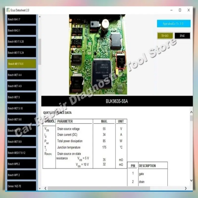 Ecus Datasheet 2.0 ECU-reparatiesoftware PCB-schema's met elektronische componenten van auto-ECU en extra informatie Gratis Keygen