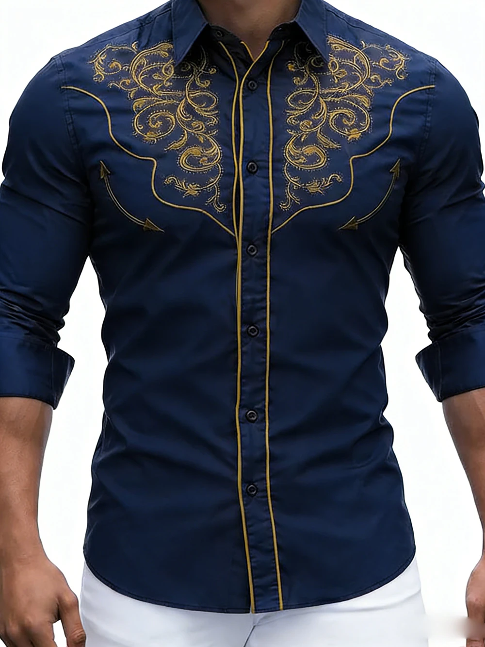 Men's American Retro Long-Sleeve Shirt with High-Definition Printed Country Plant Vines Hawaiian Vacation Men's Clothing for You