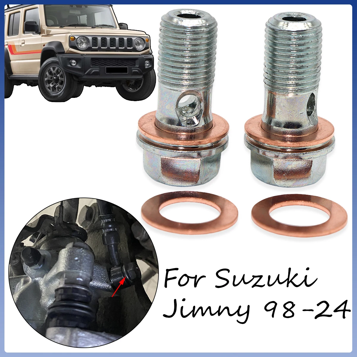 

Left Rear Right Brake Caliper Hose Lines Banjo Fittings Bolts Copper Sealing Crush Washers Car Parts For Suzuki Jimny 1998-2024