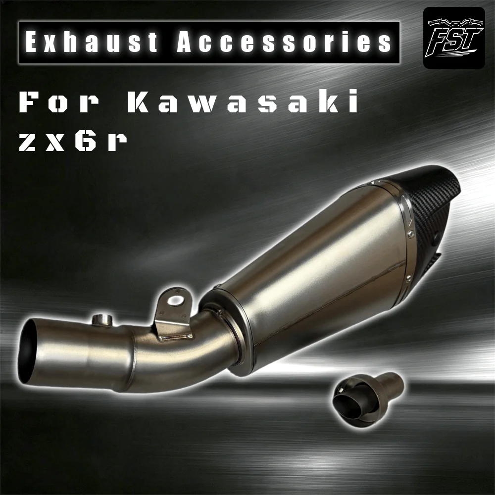 For Kawasaki ZX-6R (AT2) underbelly-exit mid-to-tail exhaust system with a deep, resonant tone and removable components.