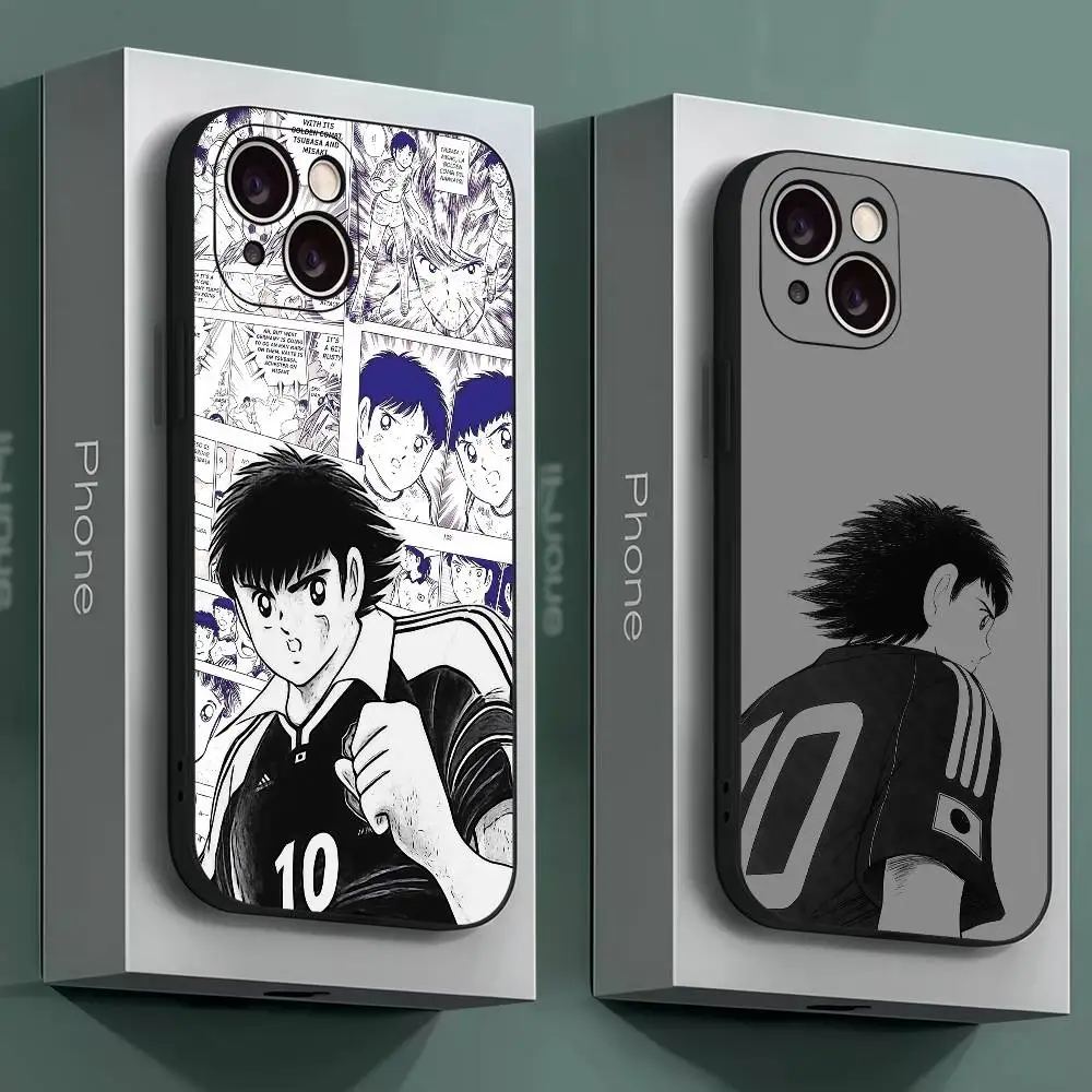 Ozora Tsubasa Handyhülle Schwarz Silikon Matte Handyhülle für iPhone 17 Air 16 15 14 13 12 11 Pro Max TPU Soft Case