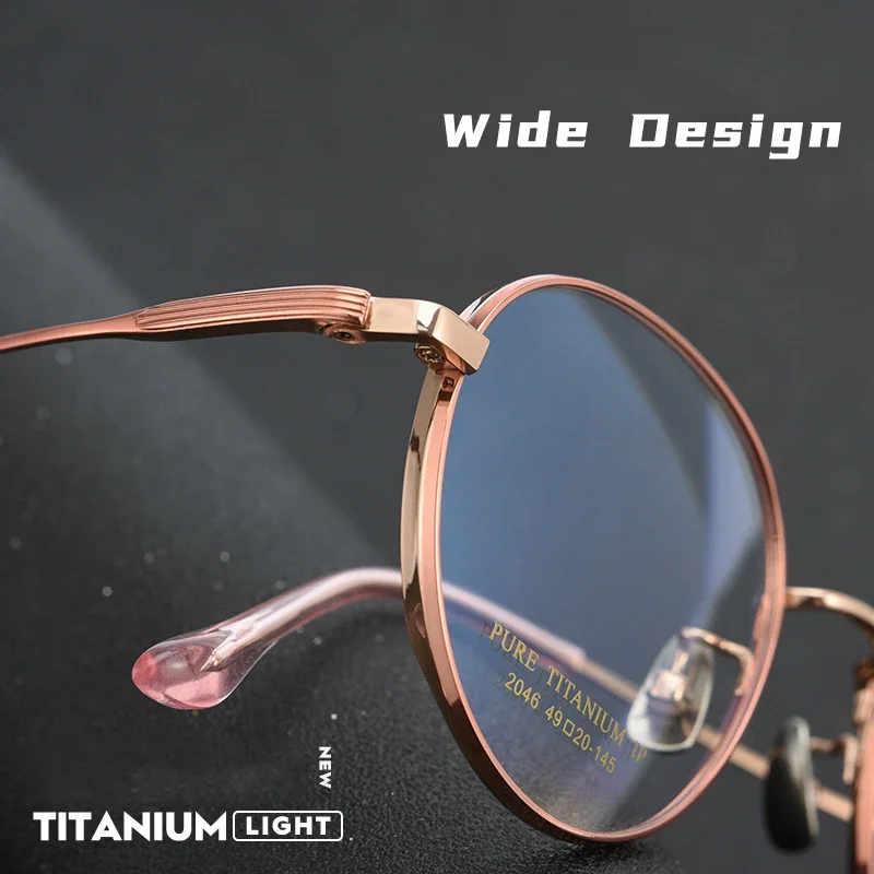 نظارات OLLYMURS الجديدة المريحة عالية الجودة من التيتانيوم النقي للرجال بإطار نظارات بصرية مستديرة كلاسيكية للنساء
