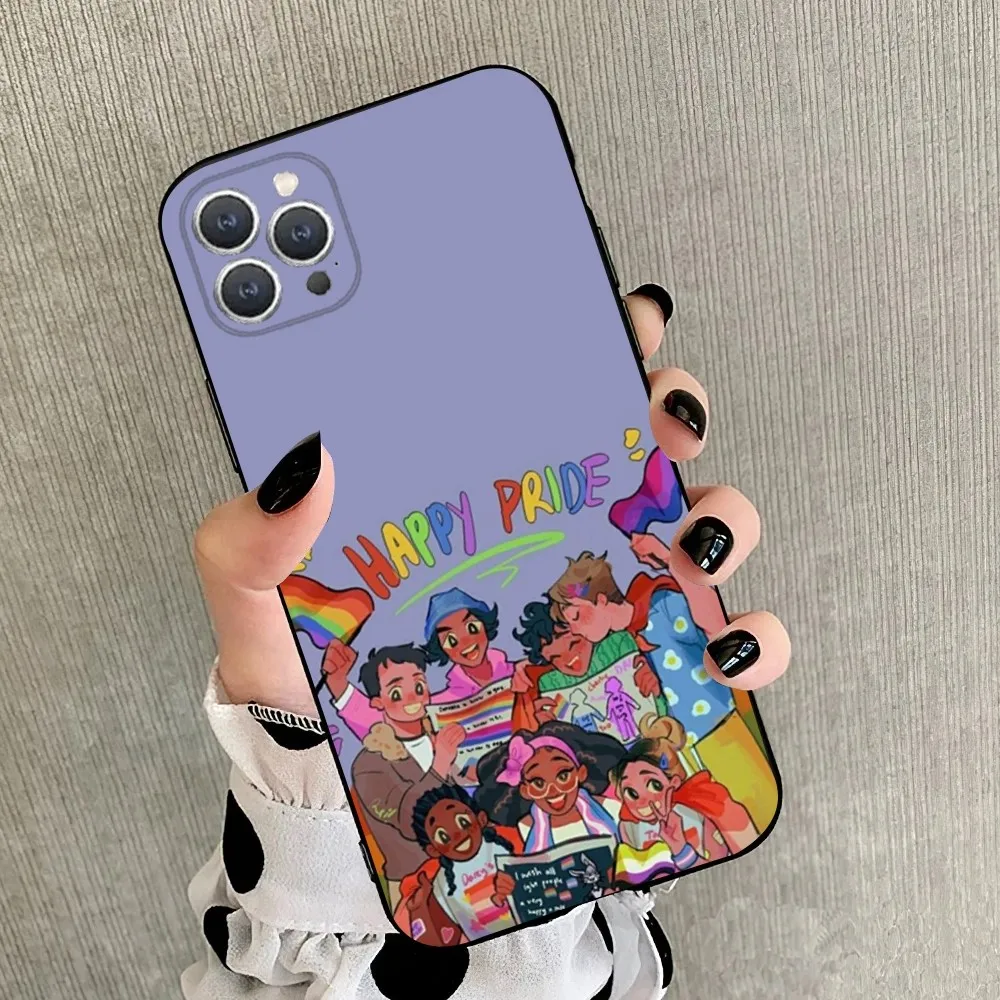 Gay Lesbian LGBT Rainbow Phone Case For iPhone 15,14,13,12,11,Plus,Pro Max,XS,X,XR,SE,Mini,8,7 Soft Silicone Black Cover image 2