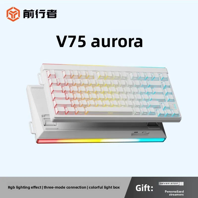Pioneer V75 Wireless Bluetooth Tri-mode Mechanical Feel Silent Keyboard, Office E-sports Gaming Keyboard