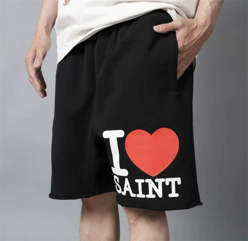 Summer SAINT Mx6 SS26 American Vintage Letter Love Printed Street Casual Shorts Cotton Men's Loose Trendy Comfortable Sports