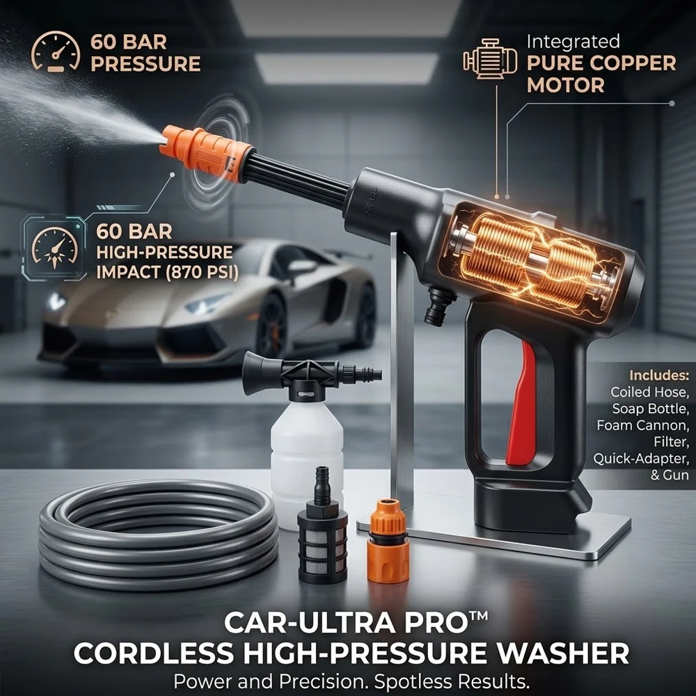 Cordless Car Wash High Pressure Washer Water Gun 6-in-1 Nozzle, Foam Kettle & Water FilterCompatible with Makita 18V Battery Pin