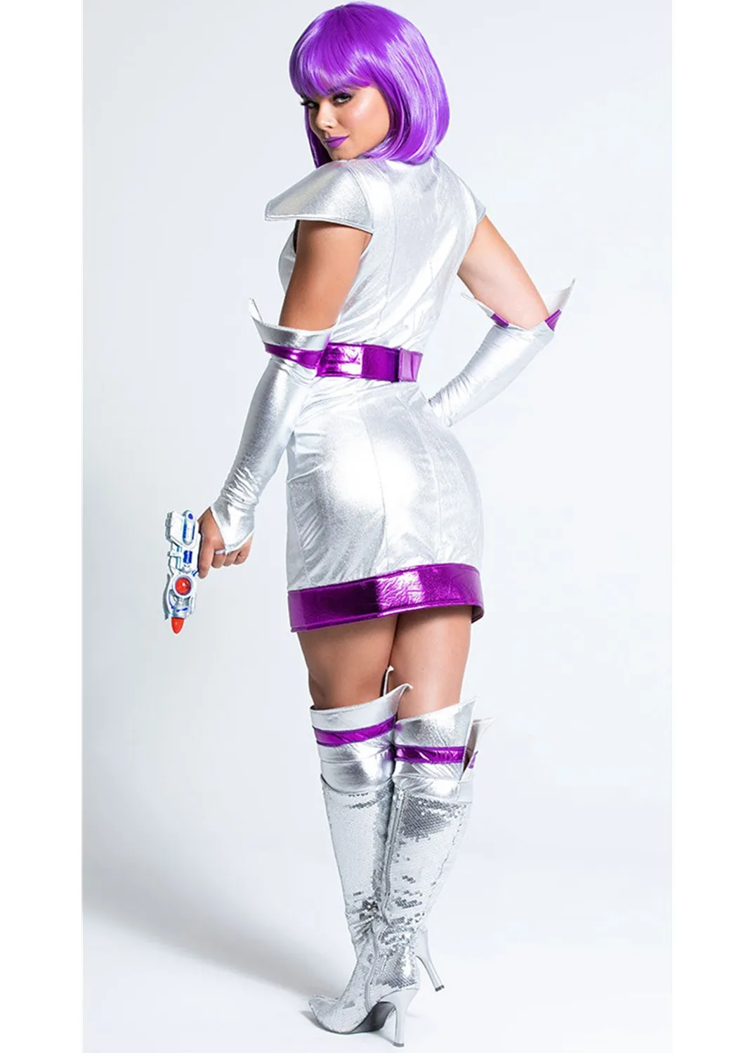 Halloween Purim Space War Silver Soldier Woman Astronaut Pilot Cosplay Dress Carnival Party Tinman Fancy Costume