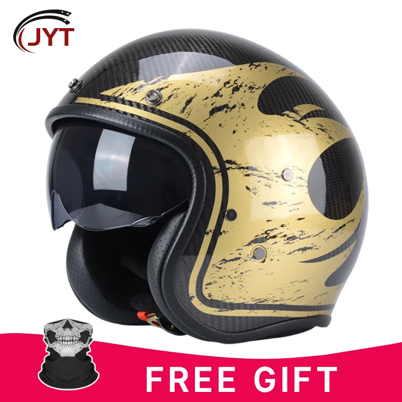 3K Ultra Light Carbon Fiber Open Face Helmet 3/4 Motorcycle Helmets for Men Four Seasons Cascos Para Motos DOT Approved