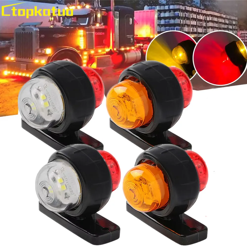 2PCS Rubber LED Side Marker Lights Trailer Truck Lorry Camper Outline LED Clearance Lamp 12V24V Car Indicator Tail Light Caravan