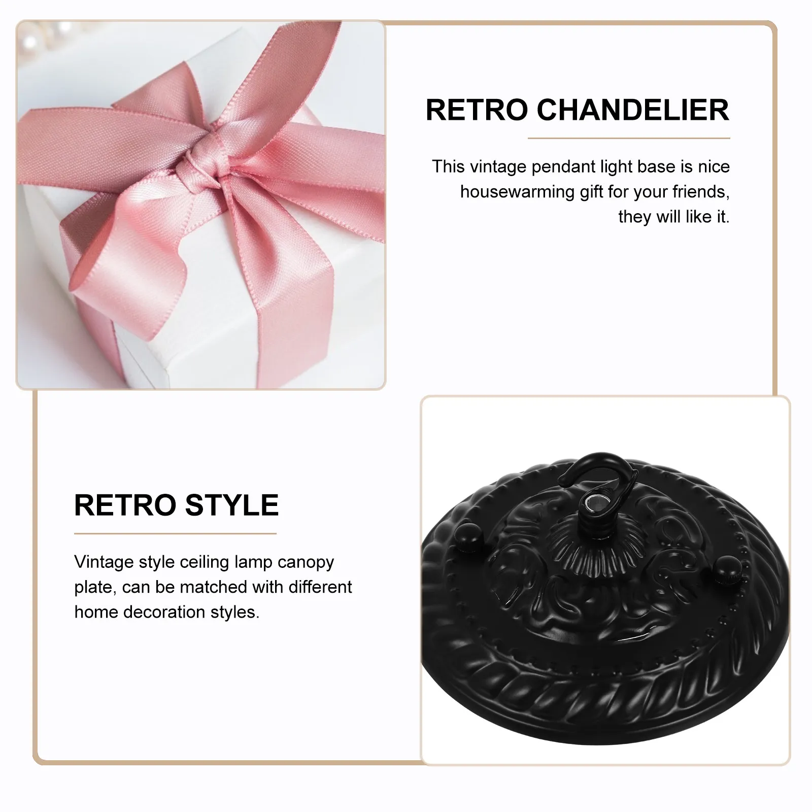 Retro Ceiling Light Canopy Vintage Style Pendant Light Plate Embossed Pattern Ceiling Lamp Base Rust Resistant for Decorative
