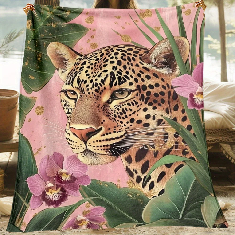 Cheetah Print Flannel Blanket - Lightweight Soft Warm All-Season Throw for Sofa Bed Camping Office, 3 Sizes (31.5x47.2 to 59x78.
