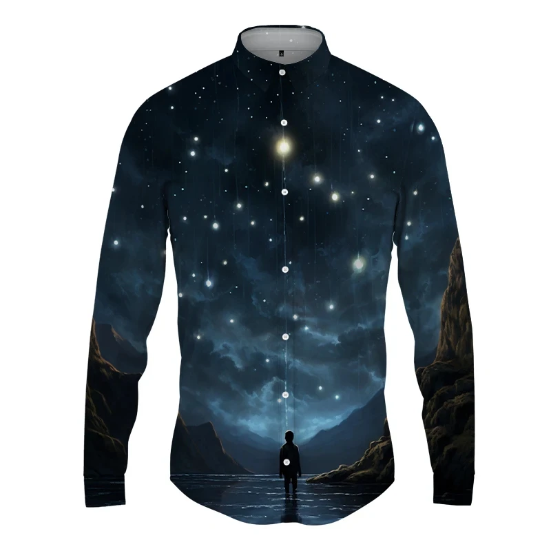 Newest Astral 3D Printed Long Sleeve Shirts For Men Cloths Funny Lapel Button Tops Casual High Quality Streetwear Shirt Male