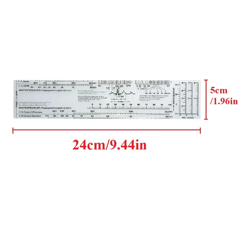 Elektrokardiogram ekg linijka kardiogram przezroczysty miękki tętno linijka zagregowana analiza narzędzie pomiarowe do pielęgnacji 24*5cm