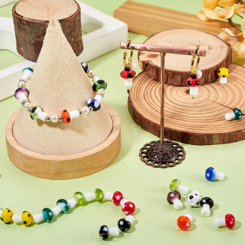 25pcs/string Colorful Mushroom Lampwork Glass Beads Loose Beads For Jewelry Making DIY Craft Handmade Accessories - view 5