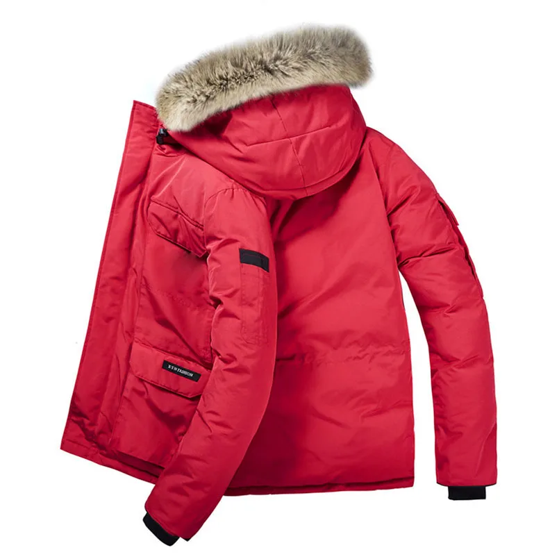 Brand Winter Jacket Men Fur Collar Thick Warm Winter Coat Man Vintage Down Jacket Hooded Parka Windbreaker Nice