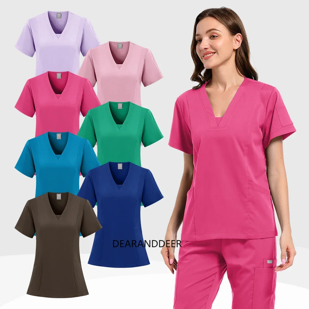 Thick men's and women's general doctor medical pure color nursing uniform hospital surgical set dental clinical shirt and pants