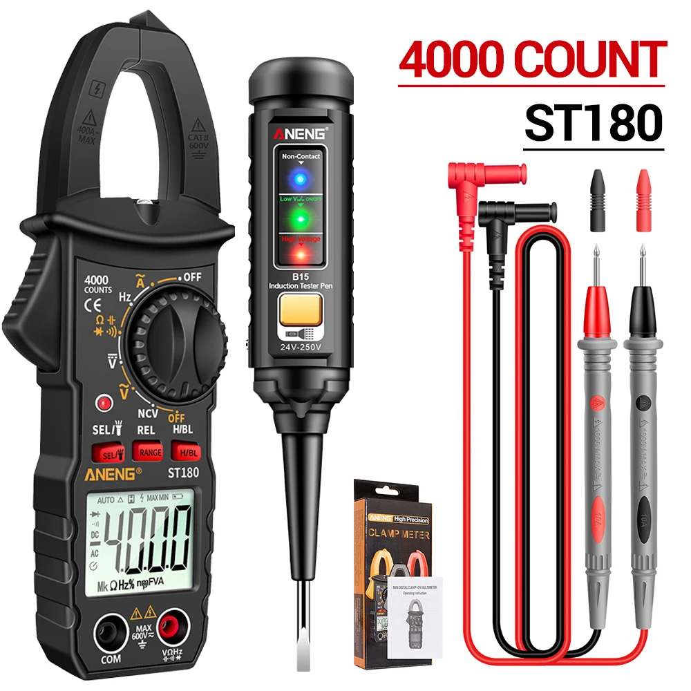 ANENG ST180 + B15 Zangenmessgerät, Tester, Stiftanzug, 4000 Zählungen, Multimeter, 30–1000 V, Spannungsdetektor, Messgerät, Diagnose-Haltepunkt-Finder – Detail 2