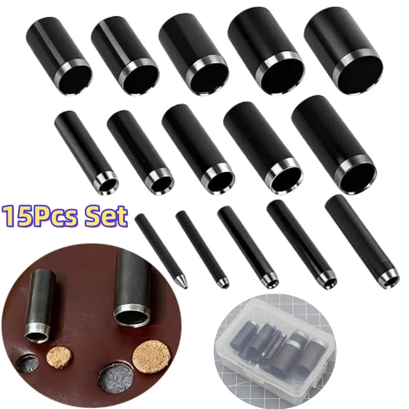 15-teiliges Lederlochstanzen-Set 1-15mm Runde Hohlstanzen mit Aufbewahrungsbox für Lederhandwerk, Gürtel und Uhrenarmbänder – Detail 4