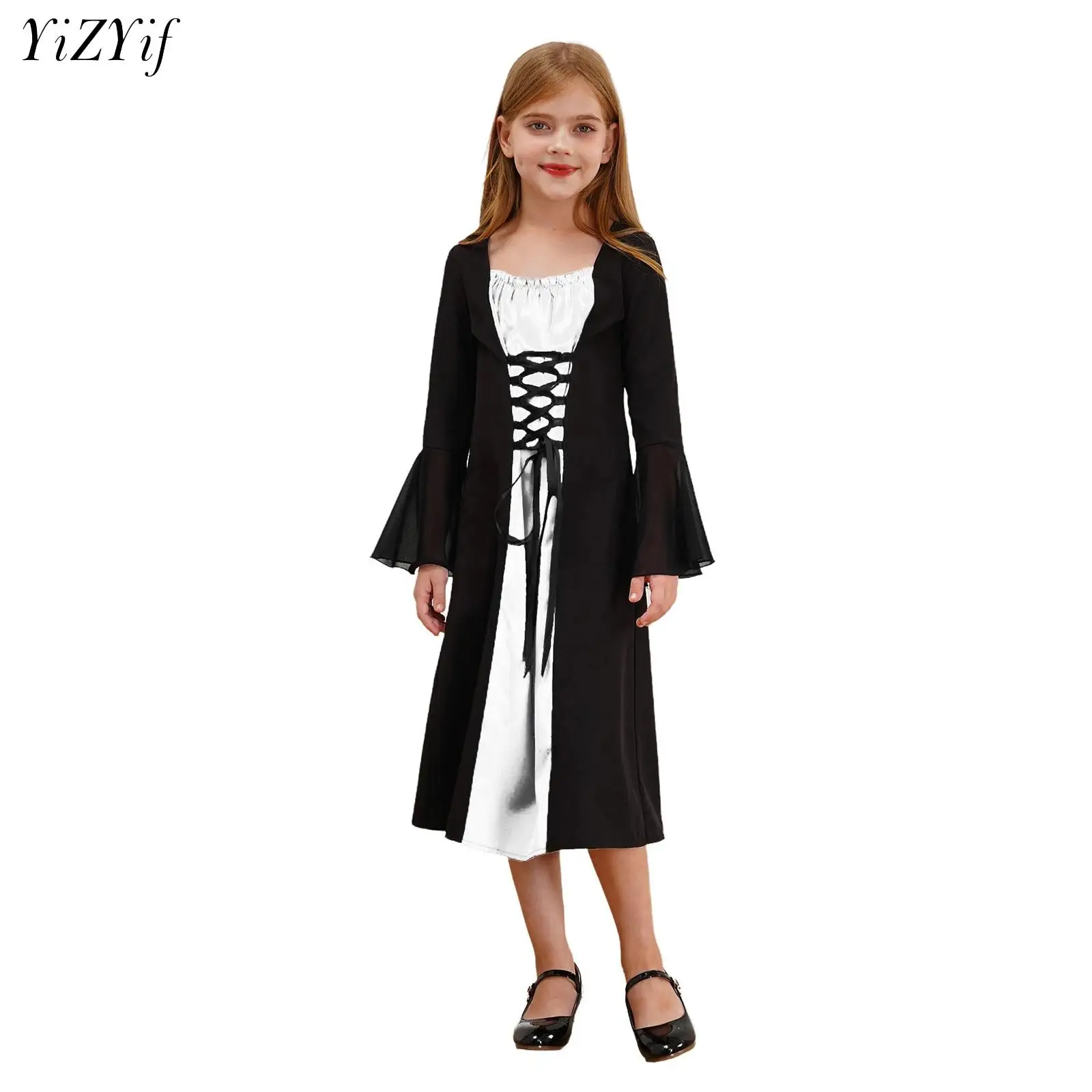 

Kids Girls Halloween Medieval Renaissance Gothic Dresses Bride Vampire Cosplay Costume Carnival Theme Party Dress Prom Gowns