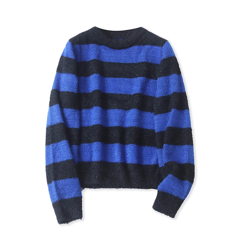 Striped Long Sve Sweater round Ne Pullover Warm Faionable Spring Autumn New Sle Women's Clothing Slimming Effect