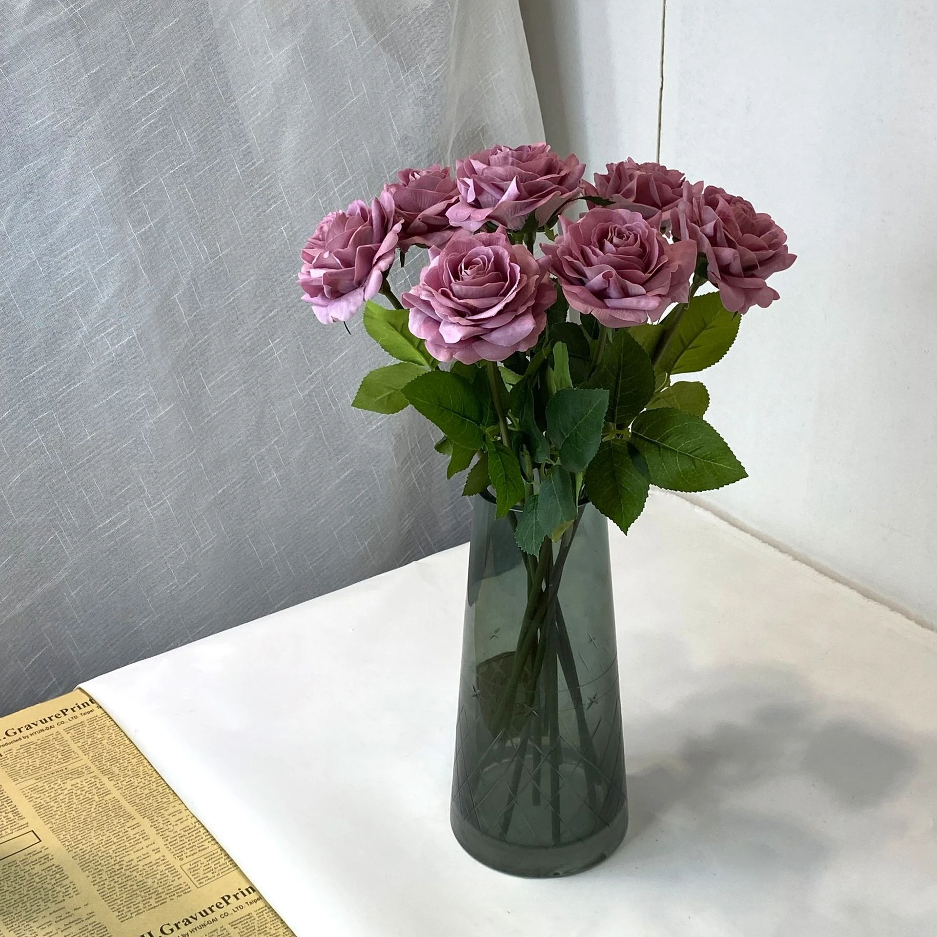 5 Stück Feuchtigkeitsspendende Rosen mit Echtem Touch, Künstliche Blumen für Hochzeitsdekoration, Brautstrauß, Kunstrosen für Party, Heim- und Tischdekoration – Detail 1