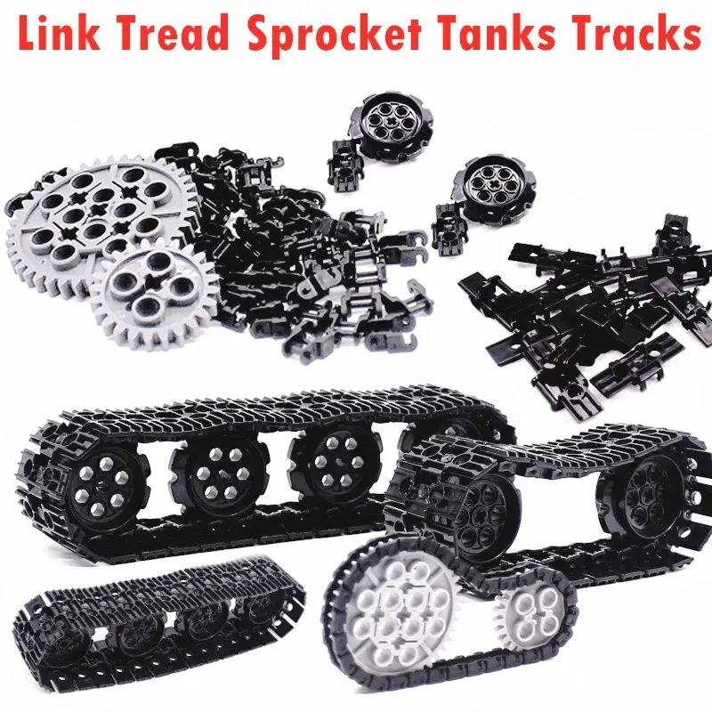 MOC Building Blocks 3711 3873 88323 57518 High-Tech Tank Chain Track Link Assembles Mechanical Engineering Kids Toys