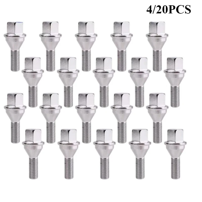 4/20x Car Wheel Studs Lug Bolts Silver Truck Parts Tool M12x1.25x28mm For Jeep Cherokee Renegade Compass Chrysler 200 Dodge Dart