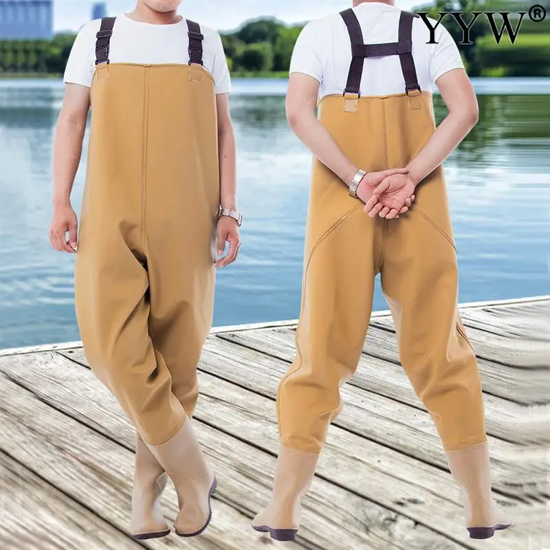 

Waterproof PVC Fishing Waders Pants Adult Set Trousers Overalls With Boots Men Women Chest Wader Fishery Apparel Gear Suit Kits