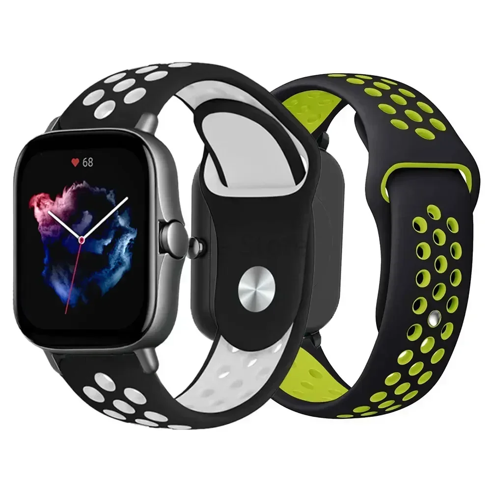 

Ремешок для часов 20 мм/22 мм для Amazfit GTS 4/GTR 4/3/2 Mini/Pro/stratos/Balance Sport, силиконовый браслет Amazfit bip 5-битный 3 pro ремешок