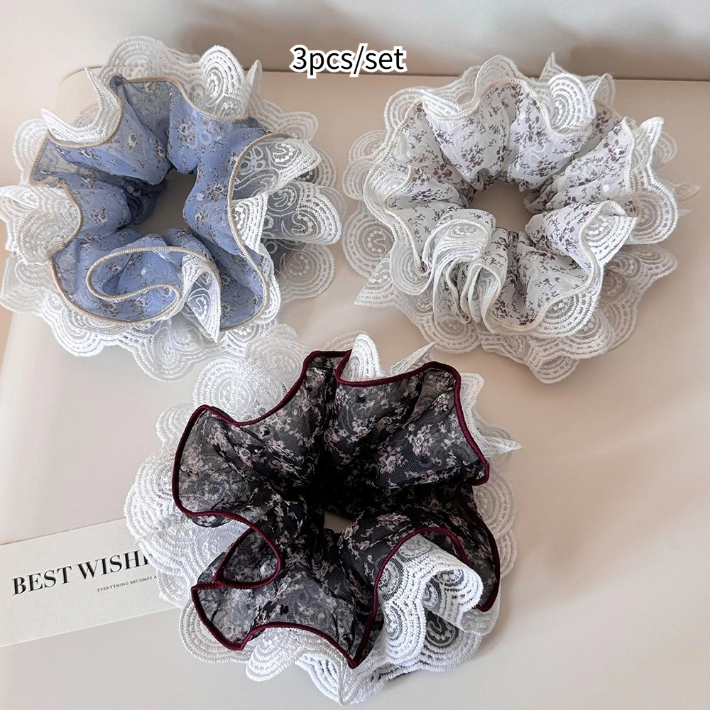 

3PCS set hair accessories for women scrunchies band ties elastic korean fascinators elegant Headdress vintage popular 2026 adult